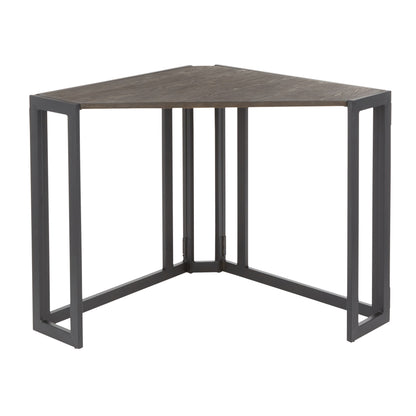 Espresso Bamboo and Black Metal Industrial Corner Desk by LumiSource