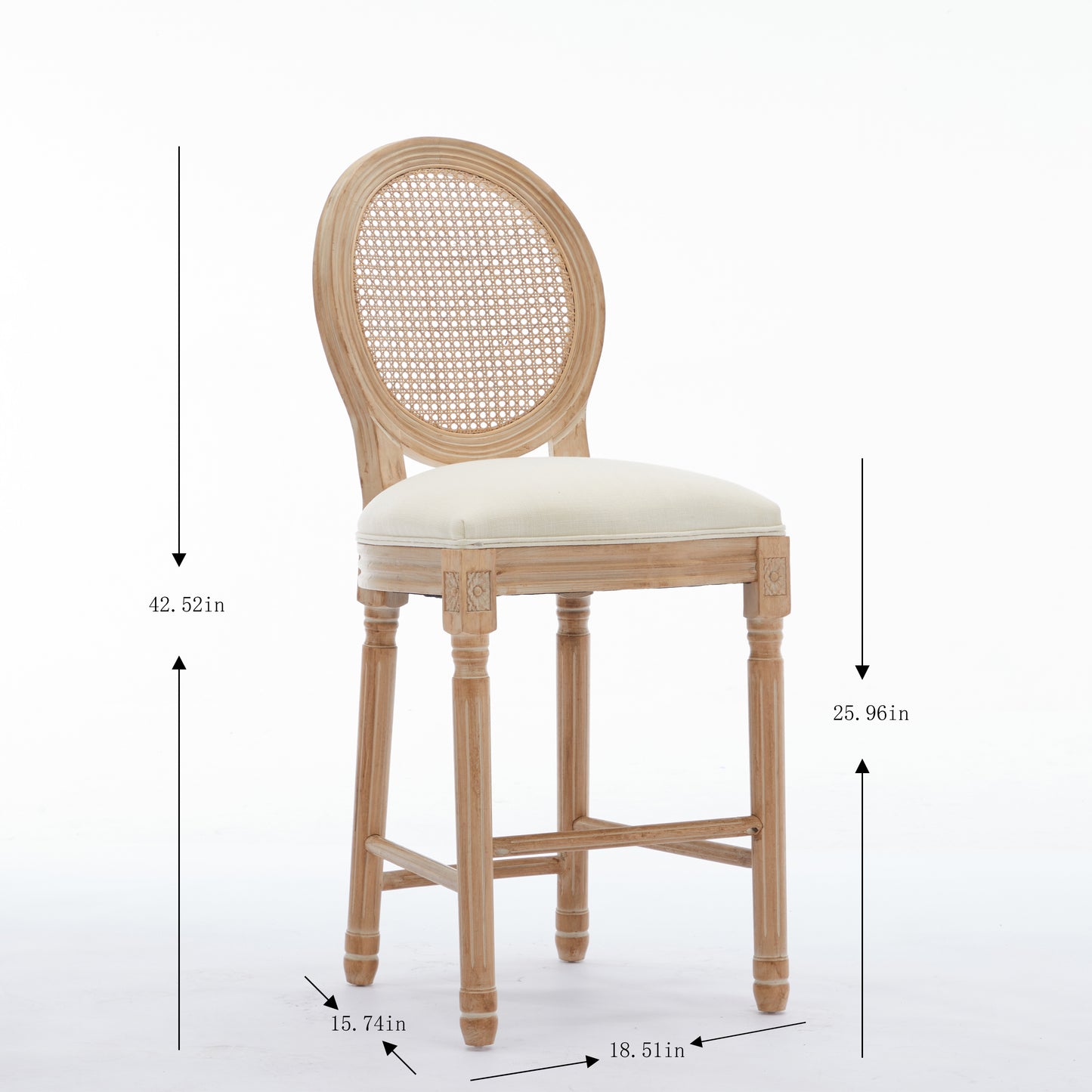 Solid Wood Bar Stools Set of 2 Beige Upholstered Seating