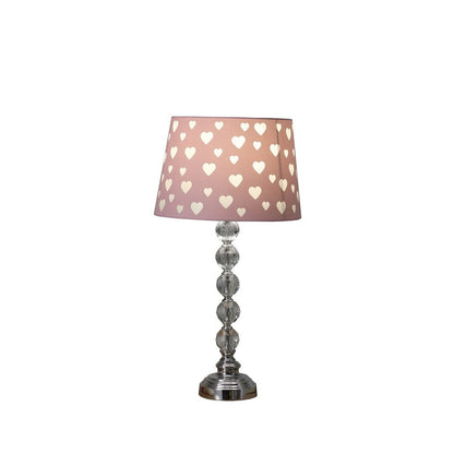 22-Inch Orb Table Lamp with Metal Stacked Orbs and Heart-Shaped Shade, E26, UL Listed, Pink / White