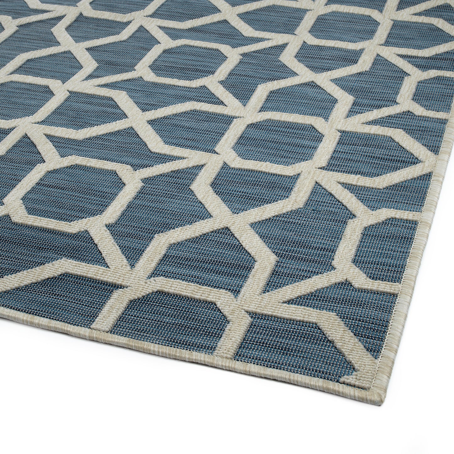 Rectangle Area Rug, 7'10" x 10', Power-Loomed Contemporary Textured High-Low Polypropylene, Blue