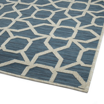 Rectangle Area Rug, 7'10" x 10', Power-Loomed Contemporary Textured High-Low Polypropylene, Blue