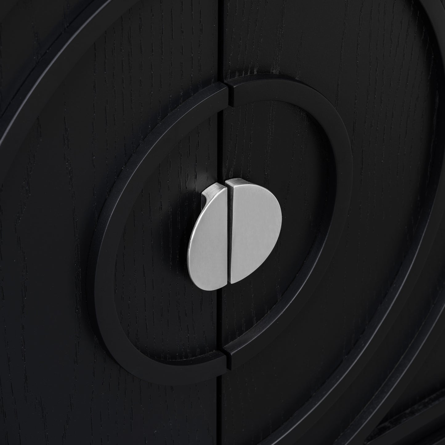 TREXM Retro Sideboard door with Circular Groove Design Round Metal Door Handle for Entrance, Dinning Room, Living Room (Black)