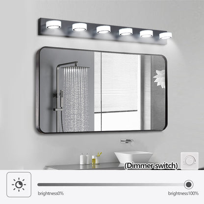LED 6-Light Vanity Light for Bathroom Over-Mirror Wall Mount Modern Acrylic & Iron 44.9 in L Black