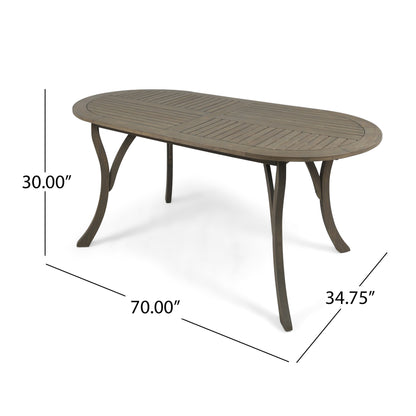 Acacia Wood Outdoor Dining Table 70 Inch Grey Finish