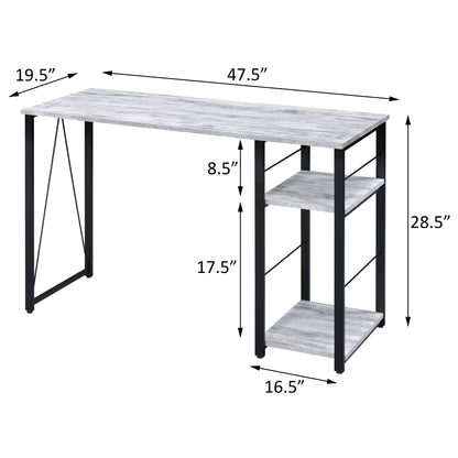 Industrial-Style Antique White and Black 2-Tier Writing Desk