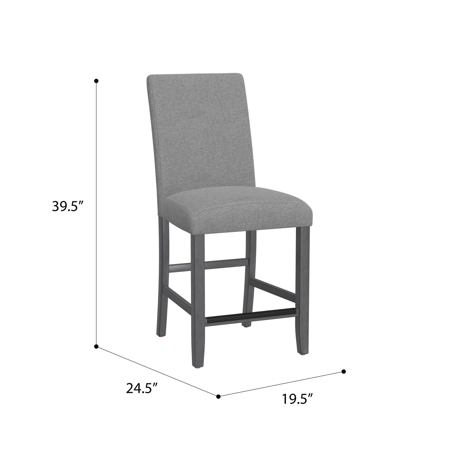 Zeph Gray Upholstered Barstools, Set of 2