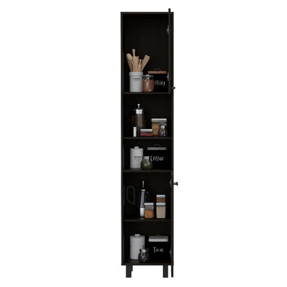 Sheffield Contemporary 2-Door Kitchen Pantry Cabinet with Adjustable Shelves and Chrome Hardware