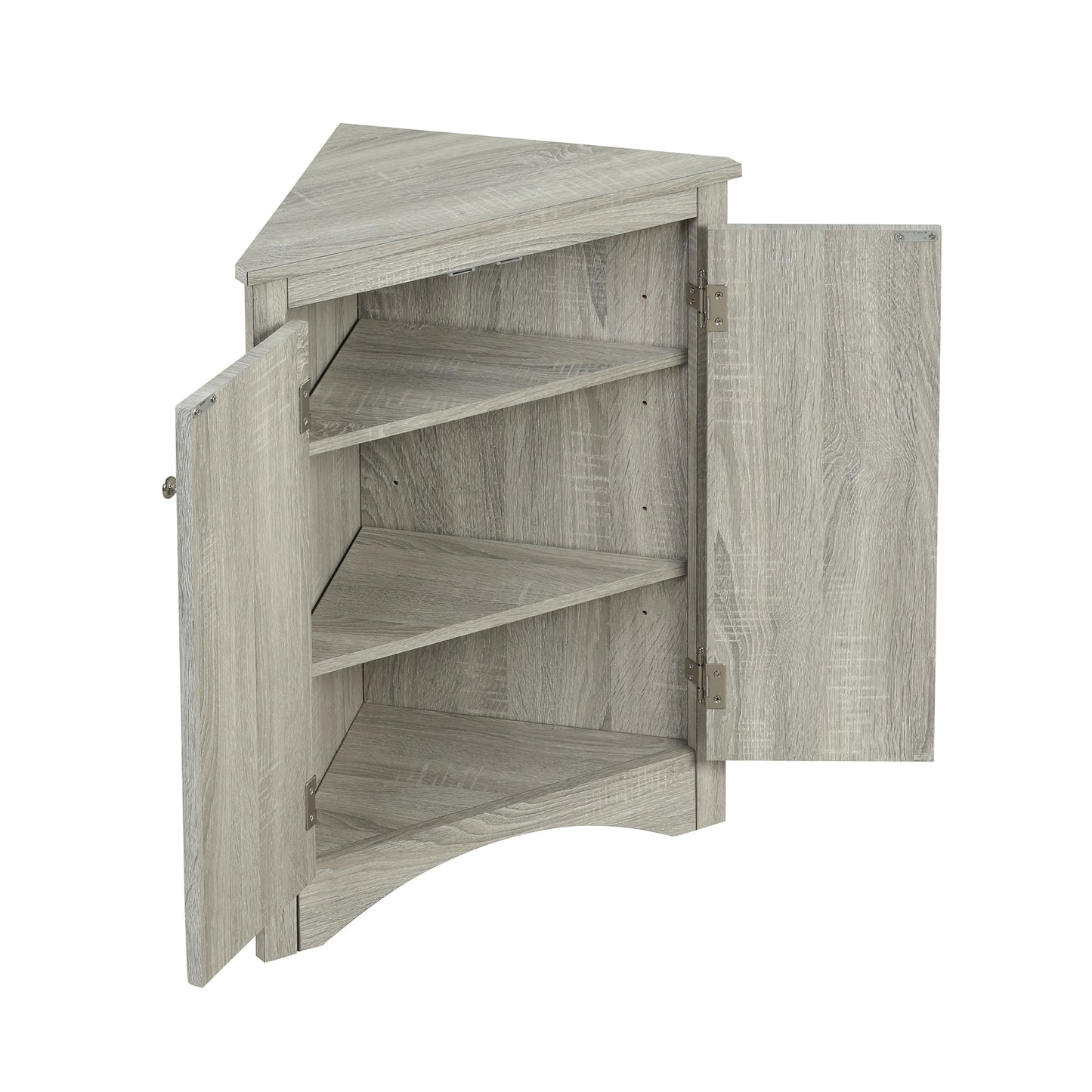 Stylish Oak Triangle Corner Storage Cabinet with Adjustable Shelves for Home and Kitchen Use