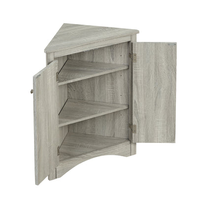 Stylish Oak Triangle Corner Storage Cabinet with Adjustable Shelves for Home and Kitchen Use
