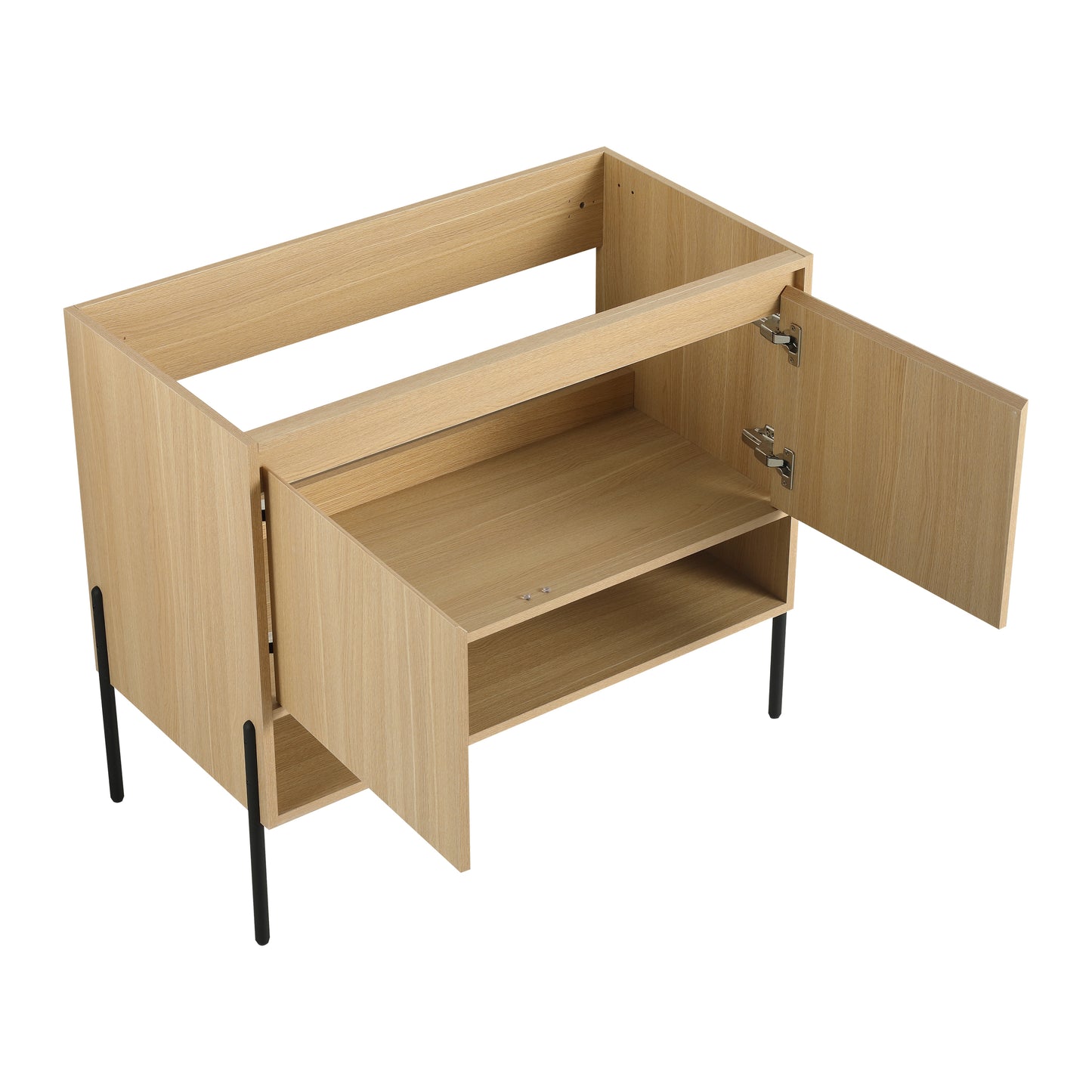 36" Modern Oak Bathroom Vanity Set with Easy-Clean Resin Sink and Multi-Layer Solid Wood Cabinet