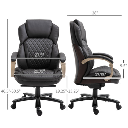 Brown Big and Tall Executive Office Chair with Wide Seat, High Back Design, Adjustable Height & Smooth Swivel Wheels