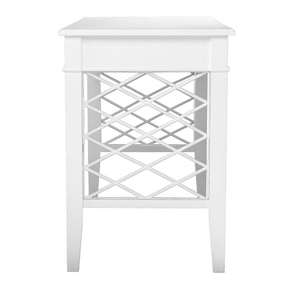 Modern White Writing Desk with Lattice Side Panels
