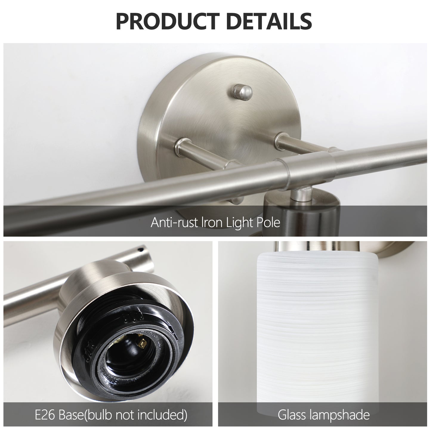 5-Light Vanity Sconce with Frosted Glass Shades for Bathroom or Hallway Lighting, Brushed Nickel