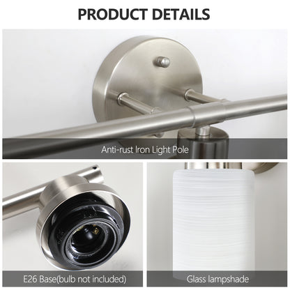 5-Light Vanity Sconce with Frosted Glass Shades for Bathroom or Hallway Lighting, Brushed Nickel