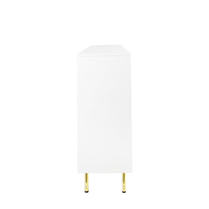 3-Door Large Storage Sideboard with Gold Handles for Kitchen, Dining Room and Living Room.55.12" W Accent White Buffet Cabinet, Coffee Bar Sideboard Cabinet with 3 doors (White)