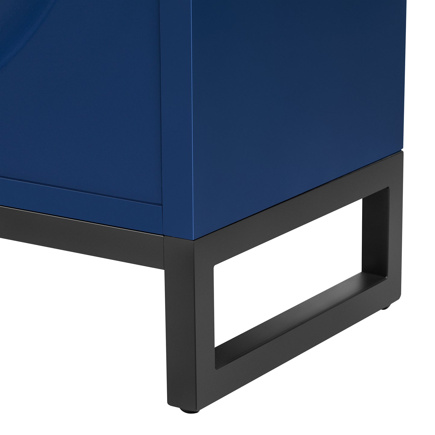 U-Style Storage Cabinet Sideboard Wooden Cabinet with Stunning Water Wave Door Design, Rubberwood Veneer and Adjustable Shelves,Suitable for Living Rooms, Entrance and Study Rooms, Blue