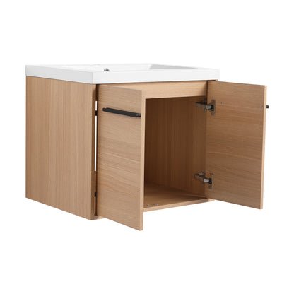 American Design 24-Inch Oak Bathroom Vanity with Resin Sink and 2-Door Cabinet