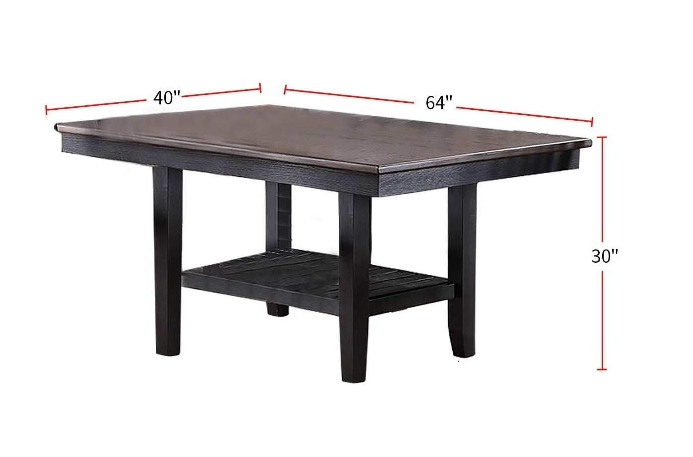 Rubberwood Dining Table With Shelf Finish Dark Coffee