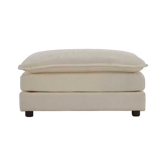 Modular Chenille Ottoman Footstool for Sofas, Solid Wood Frame, Cushioned Foam, Beige