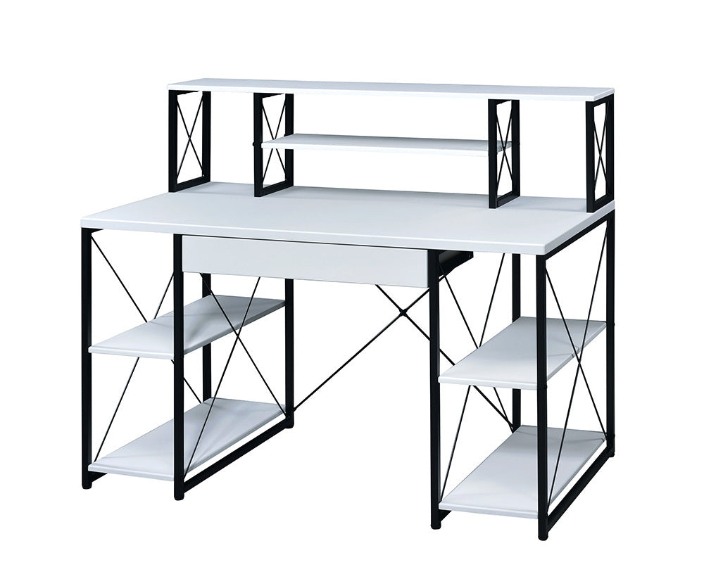 Versatile Modern White Writing Desk with Ample Storage