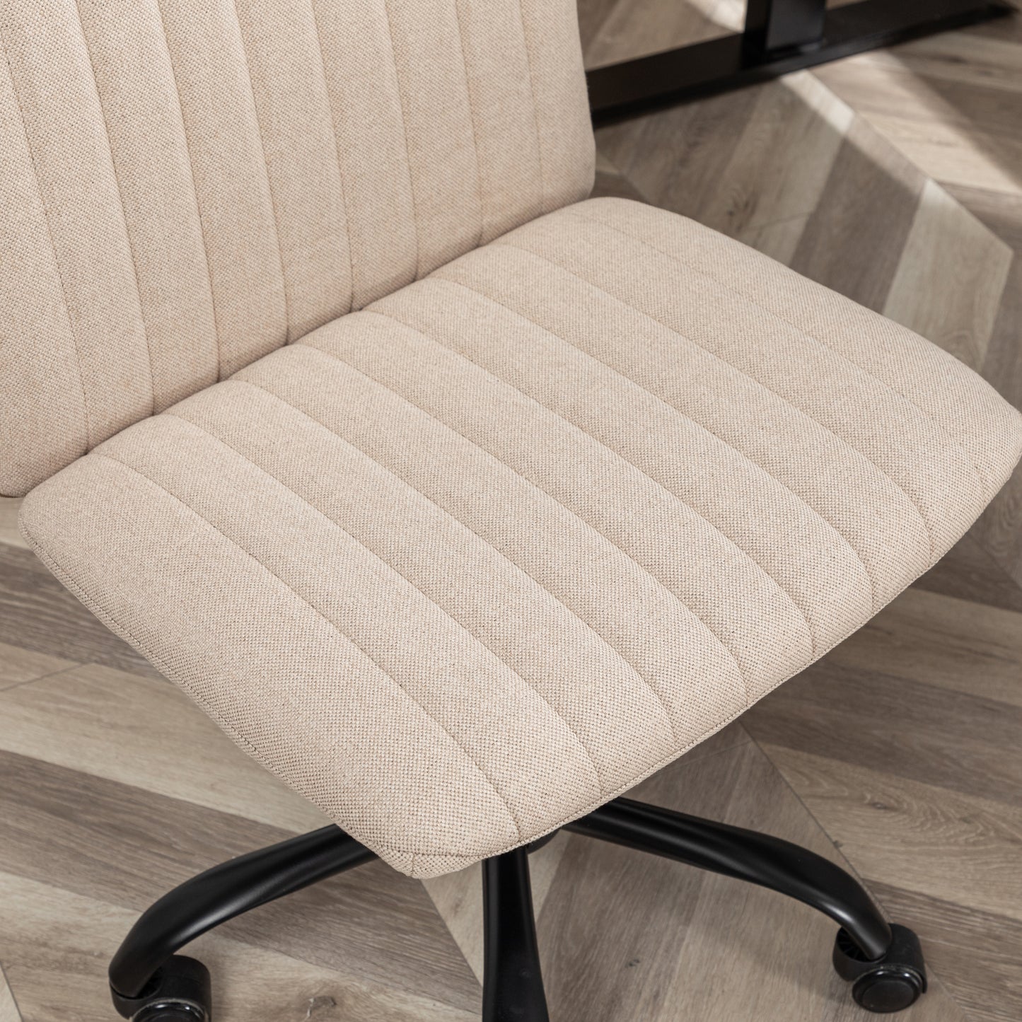 Ergonomic Beige Fabric Swivel Office Chair