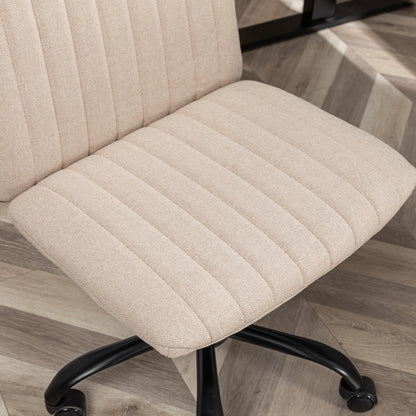 Ergonomic Beige Fabric Swivel Office Chair