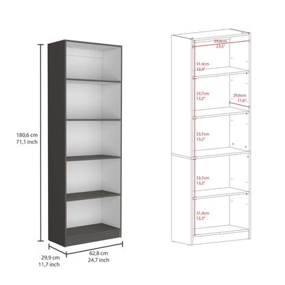 Modern Multi-Tiered Bookcase with 4 Shelves - Matt Gray/White Finish - Ideal for Home and Office Storage