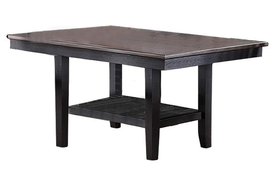 Rubberwood Dining Table With Shelf Finish Dark Coffee