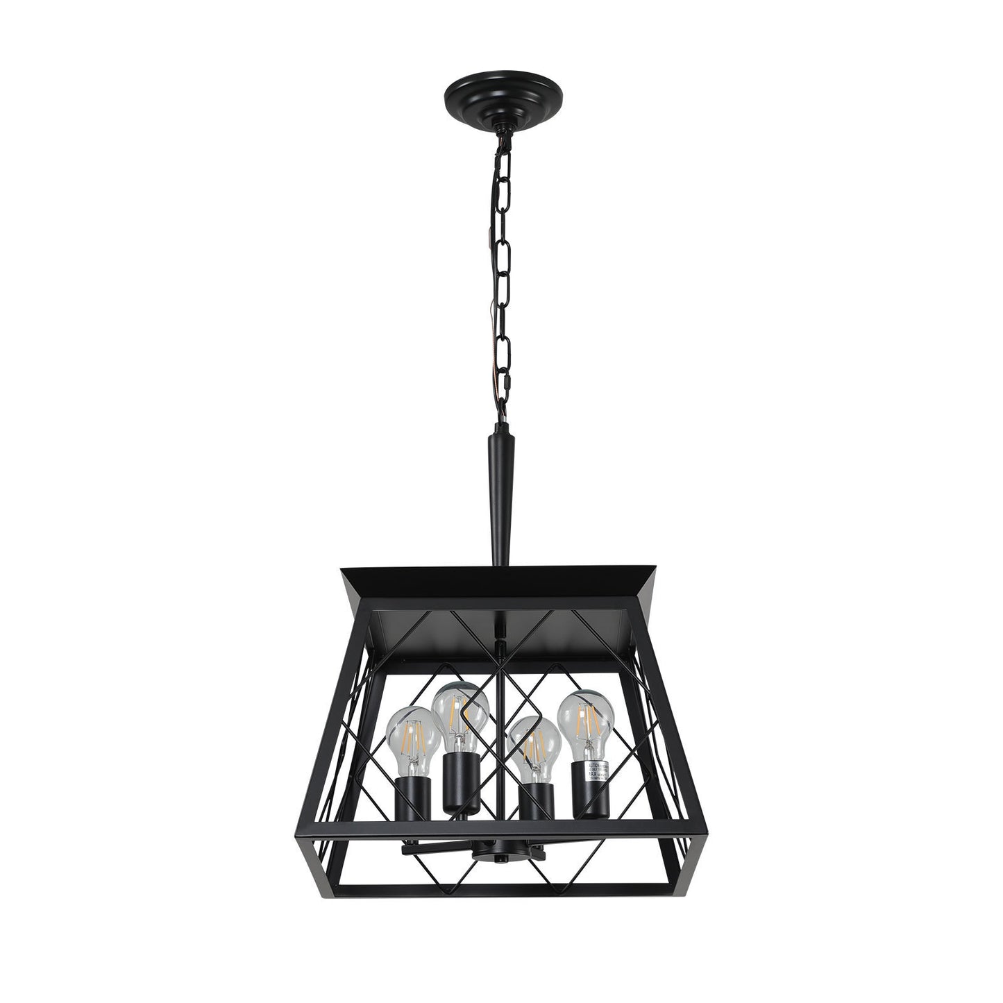4-Light Farmhouse Chandelier for Dining & Kitchen Island, Adjustable Chain, 15.7x15.7x20.3, E26-60W Black