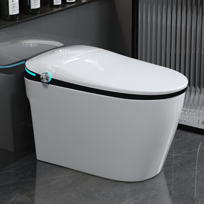 Premium Intelligent Toilet with Integrated Bidet, Auto Open/Close Seat, Foot Sensor, LED Display, Night Light, Warm Water & Dryer in Sleek White Finish