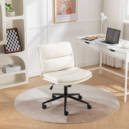 Modern Ergonomic 360° Swivel Criss-Cross Chair with Plush Seat in White