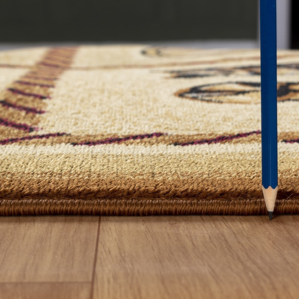 Southwest Area Rug, 5 ft 3 in x 7 ft 3 in, Polypropylene, Jute Backing, Stain-Resistant, Durable, Beige