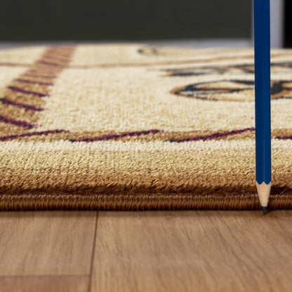 Southwest Area Rug, 5 ft 3 in x 7 ft 3 in, Polypropylene, Jute Backing, Stain-Resistant, Durable, Beige