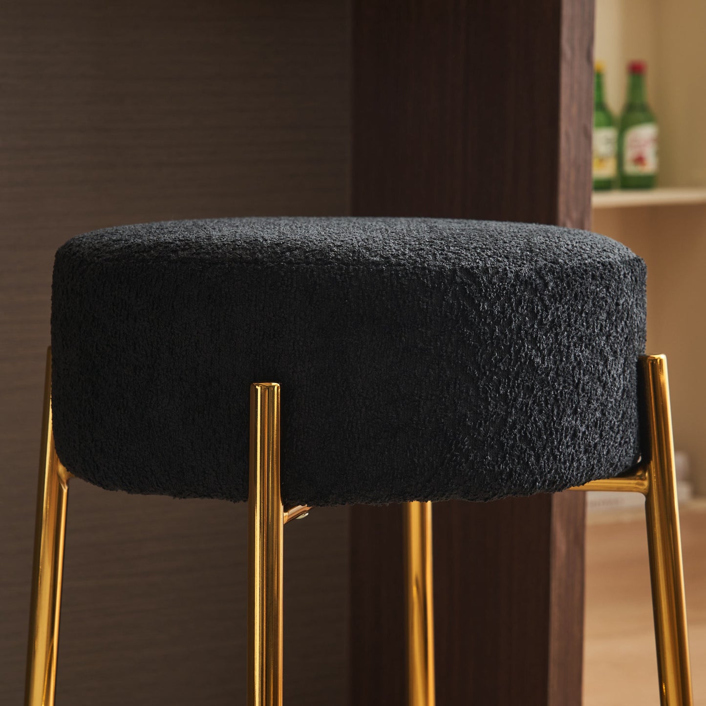 24 Inch Tall Round Bar Stools Set Of 2 Upholstered Black