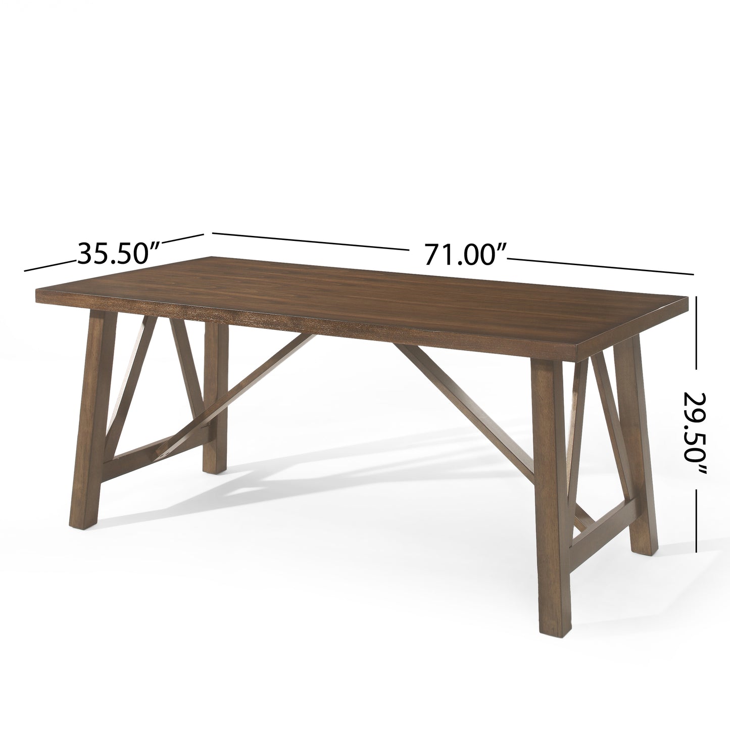Rustic Farmhouse Dining Table Solid Wood MDF Antique Brown