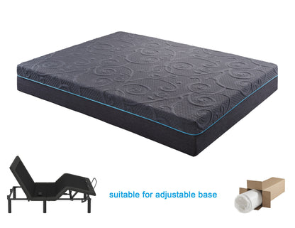 11-Inch Dark Gray Hybrid Mattress with Gel-Infused Memory Foam for Queen Bed, Mattress in a Box