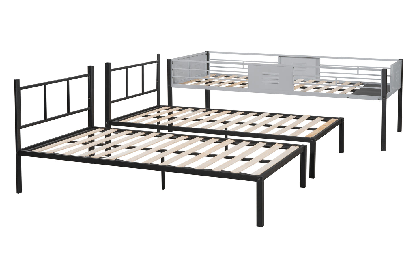 Space-Saving Triple Bunk Bed with Safety Guardrails and Versatile Design