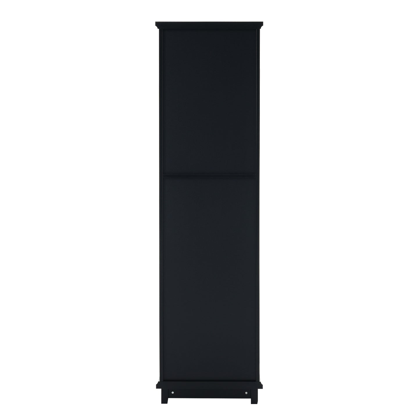63" Tall Bathroom Storage Cabinet with Glass Doors, Free-Standing, Two Drawers, and Adjustable Shelves, MDF Board, Painted Black - Perfect for Displaying Your Favorite Items