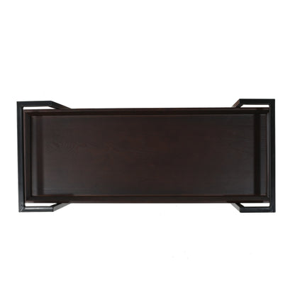 Modern Industrial Rolling Bar Cart With Wood Shelves