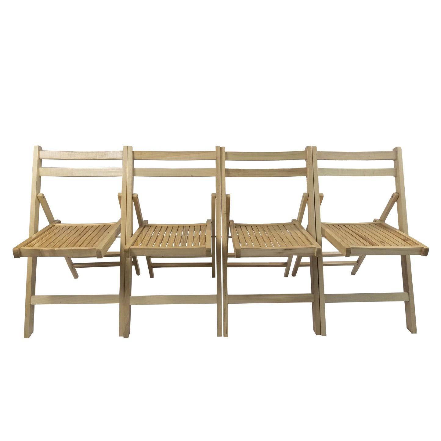 Solid Wood Folding Event Chair Set Of 4 With Slatted Seat For Dining Rooms And Events, 15.6 In L By 22.8 In W Natural