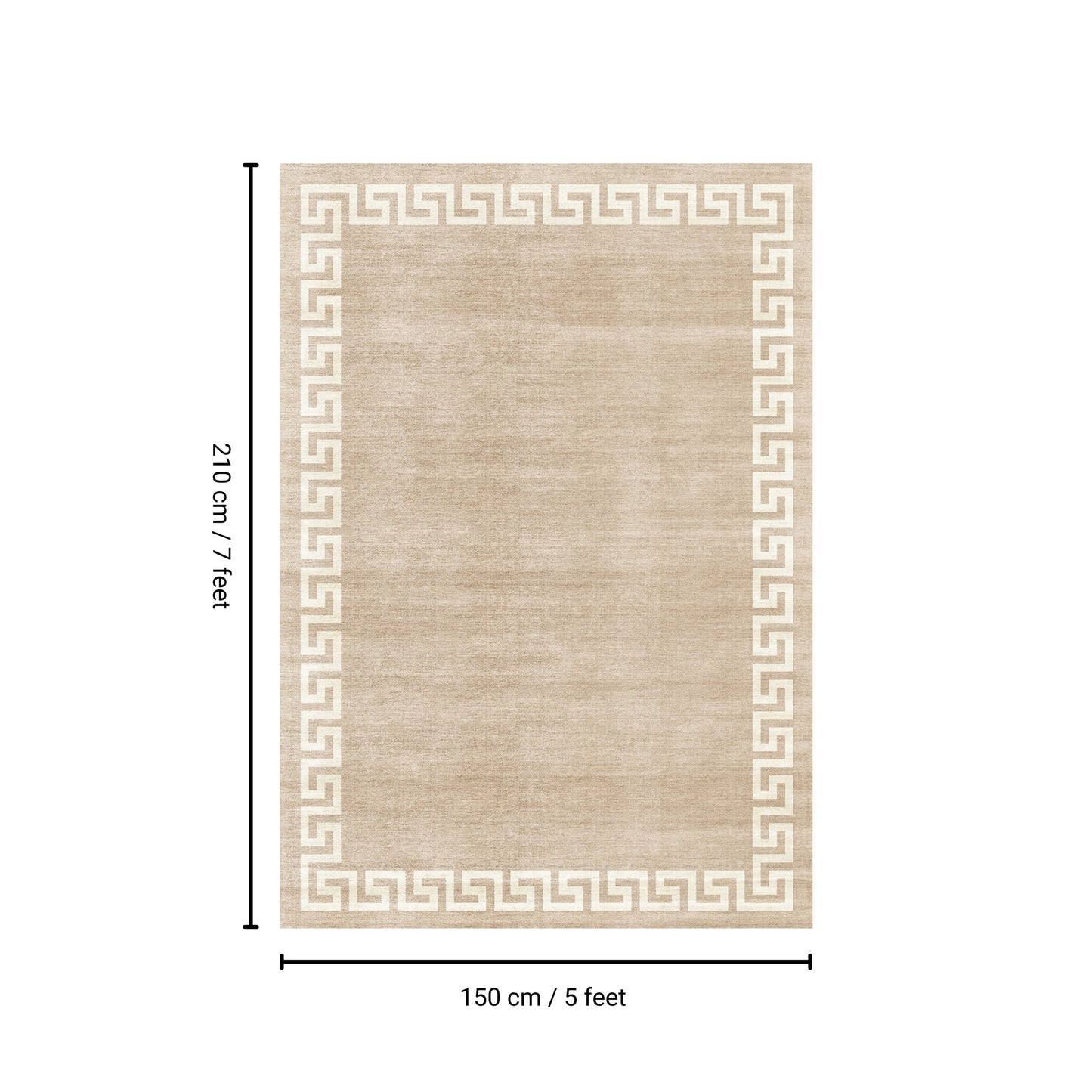 5x7 ft Washable Non-Slip Area Rug, Low-Pile Polyester, TPR Backing, Durable Rug for Entryway, Beige