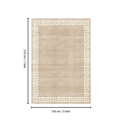 5x7 ft Washable Non-Slip Area Rug, Low-Pile Polyester, TPR Backing, Durable Rug for Entryway, Beige