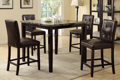 Dining Table Faux Marble Top Birch Veneer MDF Espresso Brown