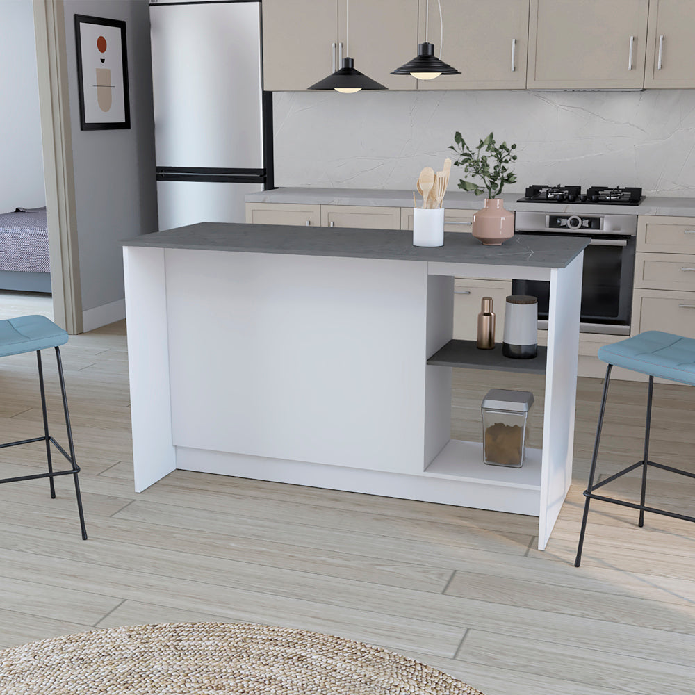 Padua Kitchen Island in White and Onyx Finish
