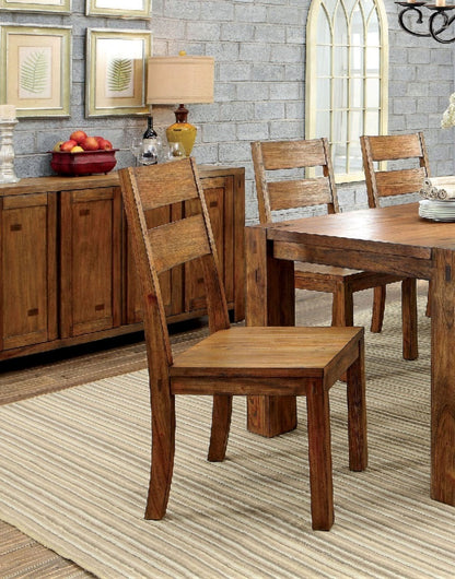 Solid Wood Dining Chairs, Panel Back, Rustic Style, Set of 2 for Kitchen, Wood Seat, Dark Oak
