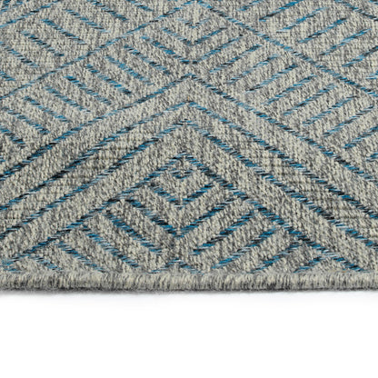 Rectangle Area Rug, 5'3" x 7'6", Polypropylene, Indoor/Outdoor, UV/Stain Resistant, Modern Textured Blue