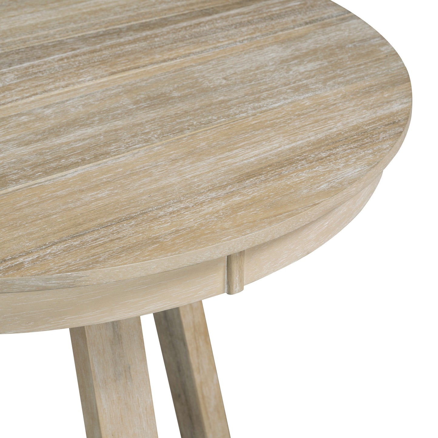 Retro 5 Piece Round Dining Set With 16In Leaf Chairs Natural