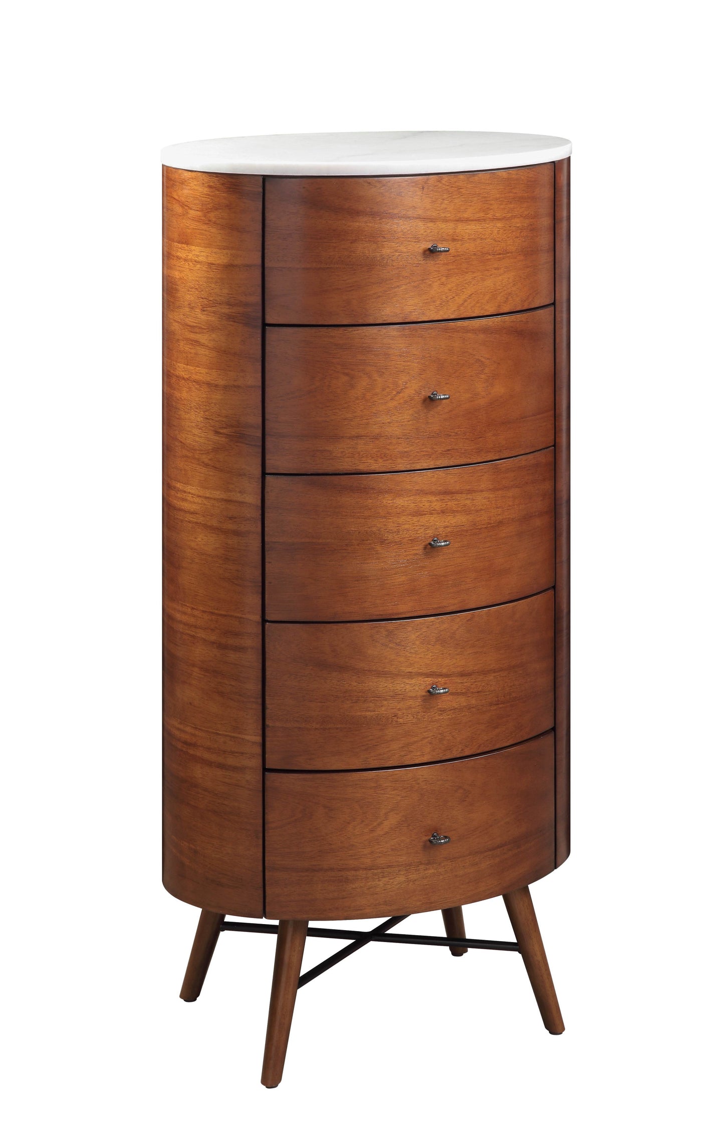 Elegant Walnut Chest of Drawers with Marble Top and Smooth Ball Bearing Glides