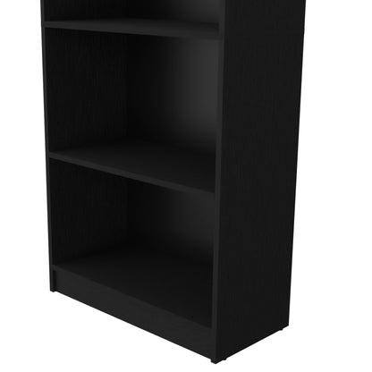 Modern Black 4-Tier Bookcase with Versatile Storage Solutions