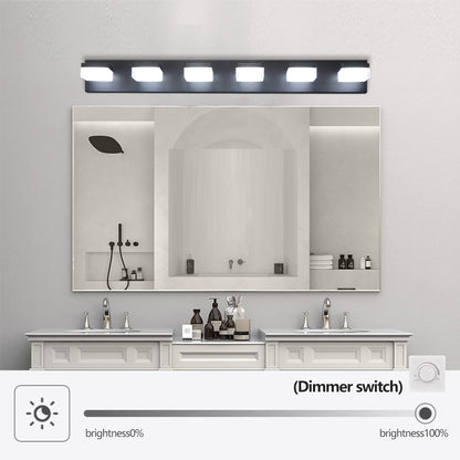 38-Inch LED Vanity Light Fixture, 6-Light Modern Iron and Acrylic for Bathroom Vanity and Makeup, Black